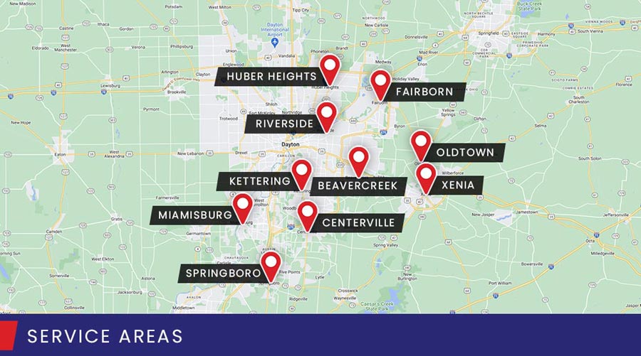 Service Areas in Greater Dayton Area